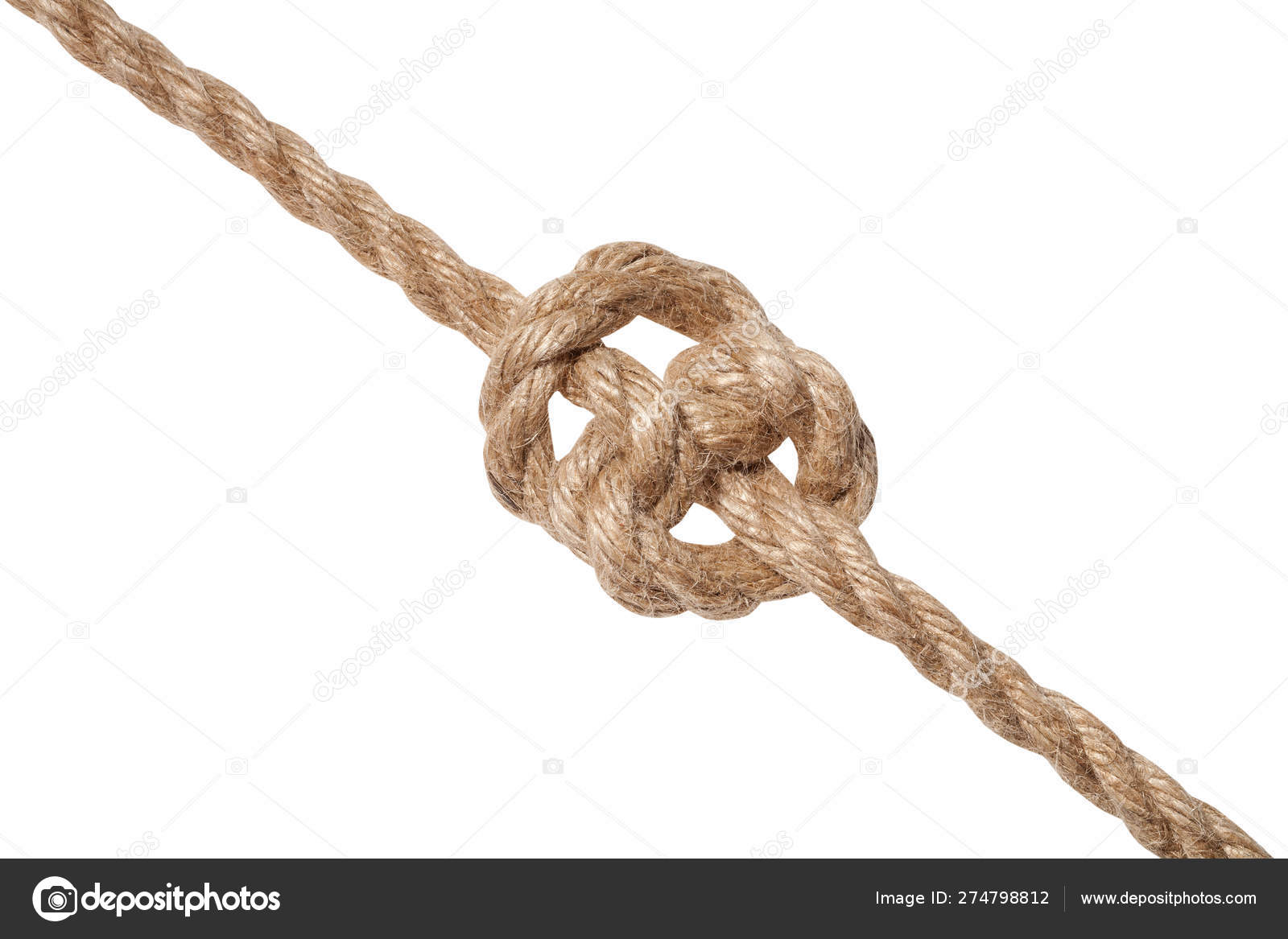 Deadeye knot tied on thick jute rope isolated — Stock Photo