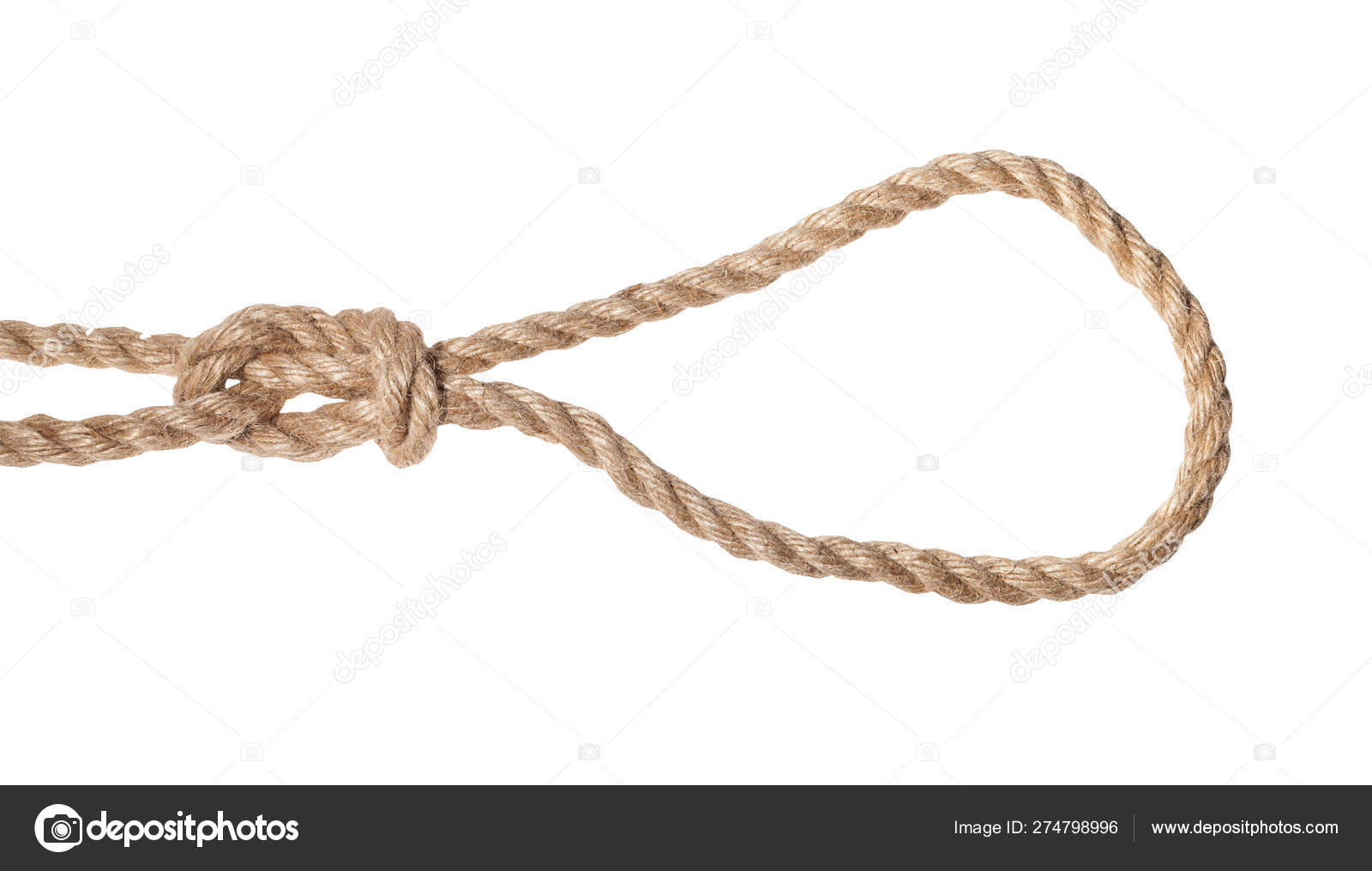 Figura deslizada-ocho nudo de soga atado en la cuerda del yute — Foto de  stock #274798996 © vvoennyy