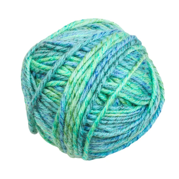 Skein of greenish blue melange yarn isolated — Stock Photo, Image