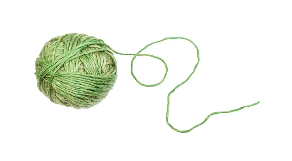 Skein of greenish yellow yarn with unwound tail — Stock Photo, Image