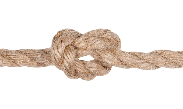 Kolejna strona overhand węzeł związany na liny juty — Zdjęcie stockowe