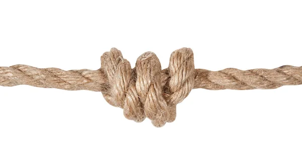 Un altro lato del doppio nodo di overhand legato sulla corda — Foto Stock