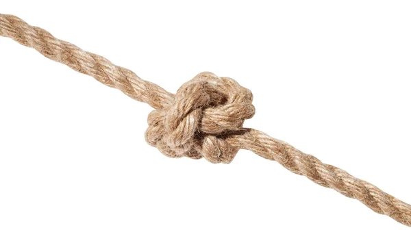 Узел Ойстермана, завязанный на толстой джутовой веревке — стоковое фото