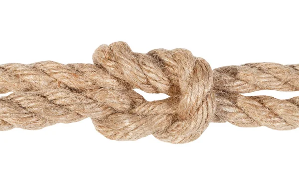 Reef knot joining two ropes close up isolated — Stock Photo, Image