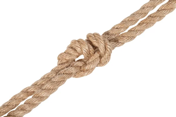 Another side of surgeon's knot joining two ropes — Stock Photo, Image