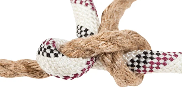 Grass Knot förbinder två rep nära upp isolerade — Stockfoto