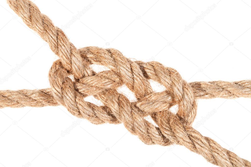 carrick bend knot joining two ropes close up
