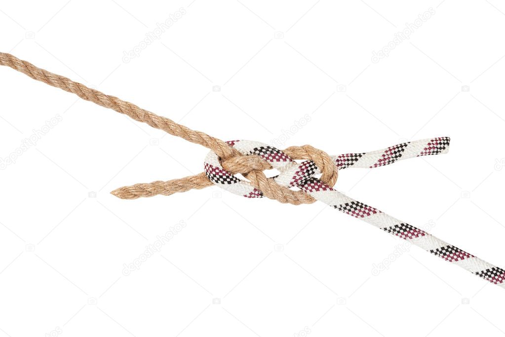 sailor's breastplate knot joining two ropes