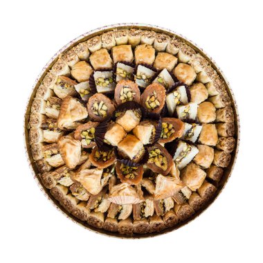 tatlı pasta baklava izole seti üst görünümü