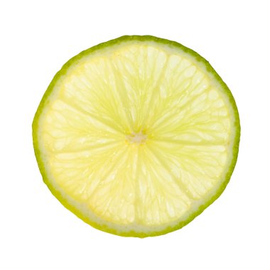 izole arkasından aydınlatılmış taze kireç ince dilim