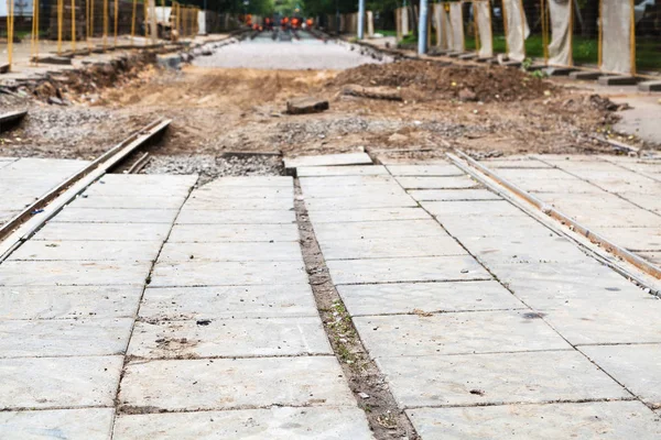 The end of disassembled tram road — Stock Photo, Image