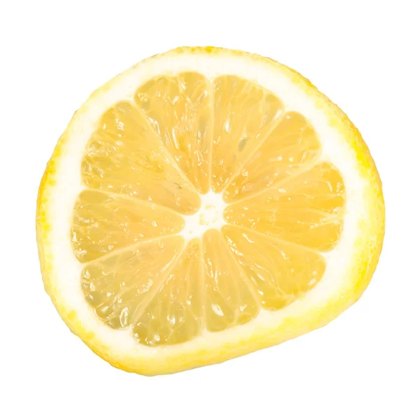 Dun stukje verse citroen geïsoleerd op wit — Stockfoto