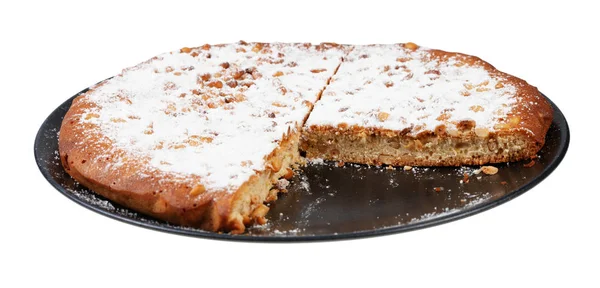 Sliced Italian Pine Nut Cake on plate isolated — Stock Photo, Image