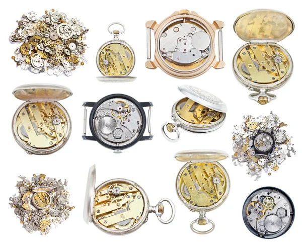 Colección de viejas camareras retro y piezas de reloj — Foto de Stock