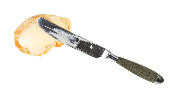 Kniv och smörgås med bröd och smör — Stockfoto