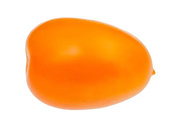 Vista lateral de ameixa amarela madura de tomate isolado — Fotografia de Stock