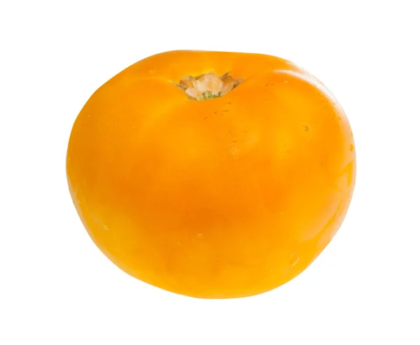 Único tomate amarelo orgânico isolado em branco — Fotografia de Stock