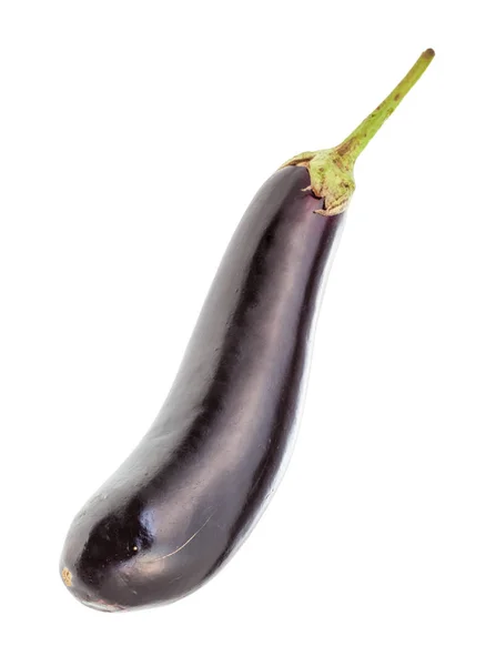 Ripe long dark purple eggplant isolated on white — Stock Photo, Image