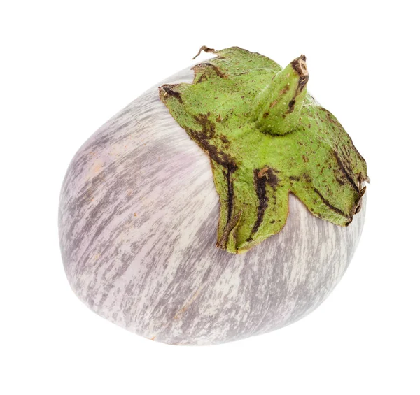 olgun yuvarlak çizgili mor patlıcan izole