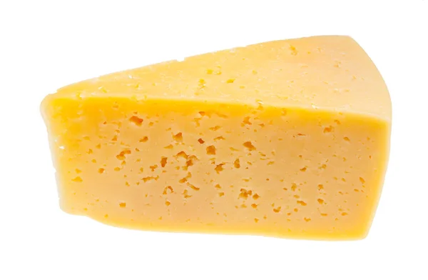 Morceau triangulaire de fromage jaune isolé — Photo