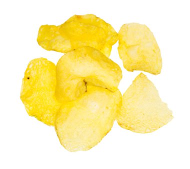 birkaç patates cipsi beyaz izole