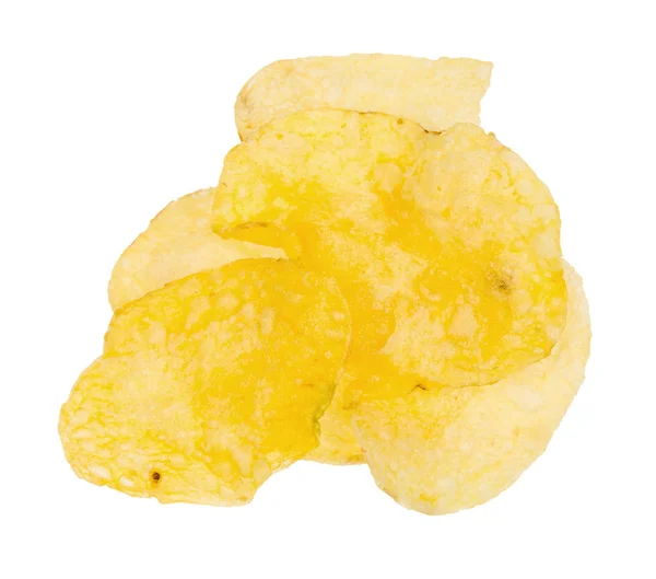 Haufen aus Kartoffelchips isoliert auf weiß — Stockfoto