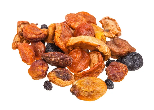 Pile of various dried fruits for compote isolated — Stock Photo, Image