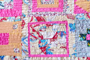 şeritler dikişli süs patchwork eşarp