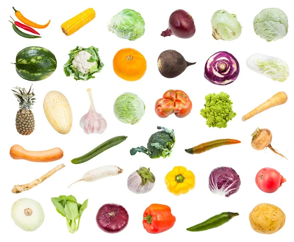 Verzameling van diverse geïsoleerde verse groenten — Stockfoto