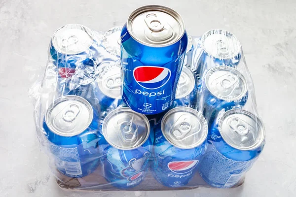 Moskva Rusko Června 2020 Nad Pohledem Plechovku Pepsi Logem Ligy — Stock fotografie