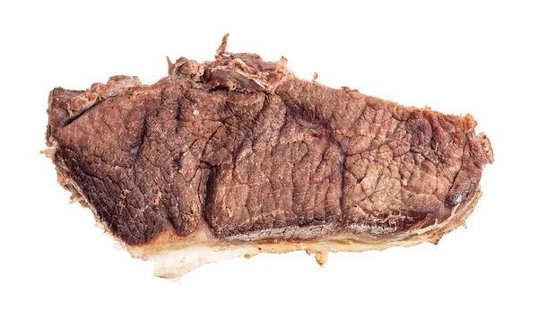 Einzelnes Stück Gekochtes Rindfleisch Isoliert Auf Weißem Hintergrund — Stockfoto