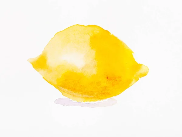 Ripe Yellow Lemon Hand Painted Watercolour Paints White Textured Paper — Stock Photo, Image