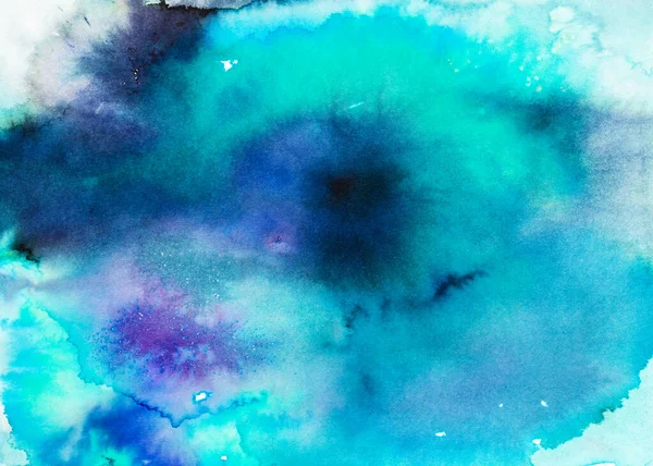 Pintura Azul Abstrata Com Pontos Sal Pintados Mão Por Aquarelas — Fotografia de Stock
