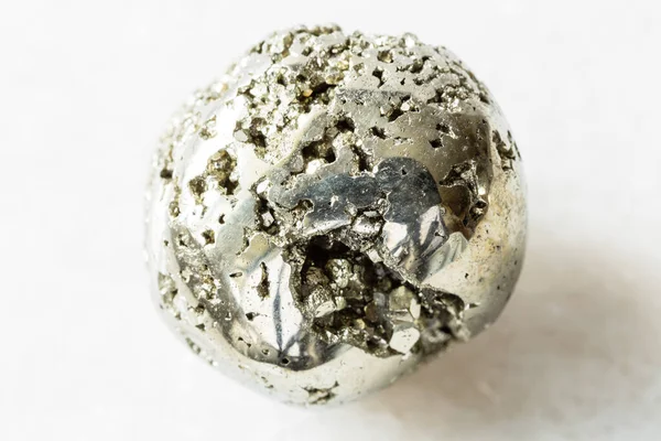 Closeup Sample Natural Mineral Geological Collection Tumbled Pyrite Iron Pyrite — Stock Photo, Image