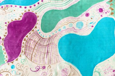 tekstil arka planı - soyut desenli mavi, yeşil ve mor renkli el işi eşarp