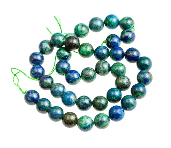 String Polished Azurite Malachite Balls Isolated White Background — Stock Photo, Image