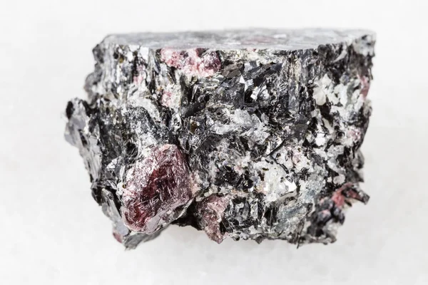 Macrofotografia Amostra Mineral Natural Coleção Geológica Cristais Garnet Vermelhos Crus — Fotografia de Stock