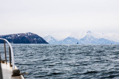 Avacha Körfezi 'ndeki Pasifik Okyanusu kıyılarının ilkbahar günü Petropavlovsk-Kamçatsky şehri, Kamçatka Krai, Rusya