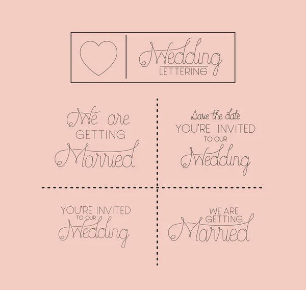 Wedding and married invitation set cards — Stock Vector