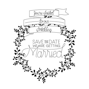 çelenk ve kurdele ile düğün ve evli davet