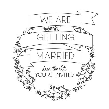 çelenk ve kurdele ile düğün ve evli davet