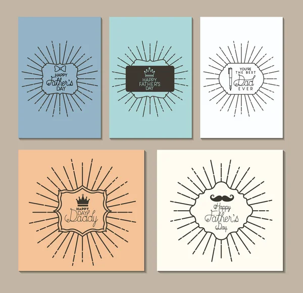 Pais felizes dia set cards — Vetor de Stock