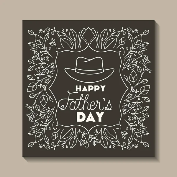 Feliz día de los padres tarjeta con sombrero — Vector de stock