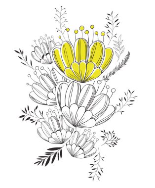 çiçek ve yapraklar dekoratif simge