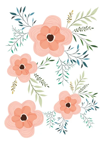 Blomma och blad dekorativa mönster bakgrund — Stock vektor