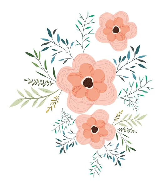 Bloemen en blaadjes decoratief patroon achtergrond — Stockvector