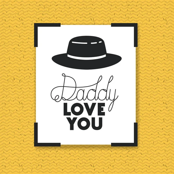 Happy fathers day card with elegant hat — Stock Vector