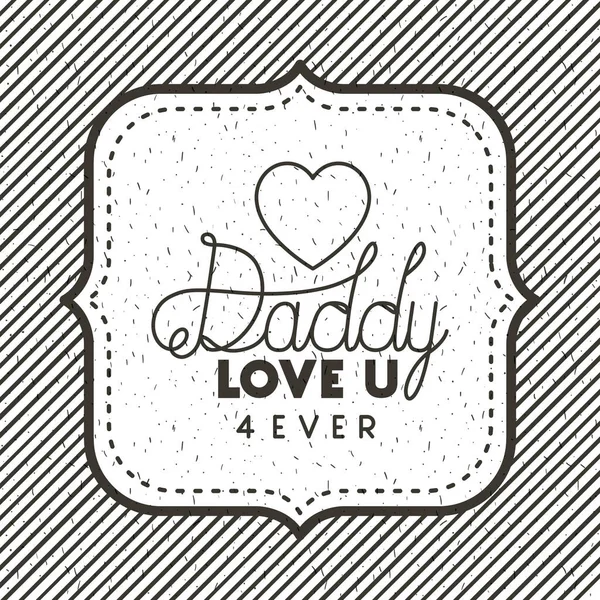 Happy fathers day card with heart — Stock Vector
