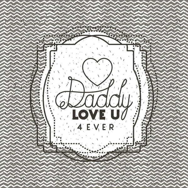 Happy fathers day card with heart — Stock Vector