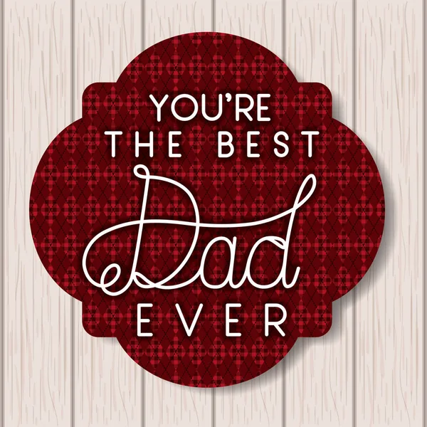 Happy fathers day card with wooden background and frame — Stock Vector